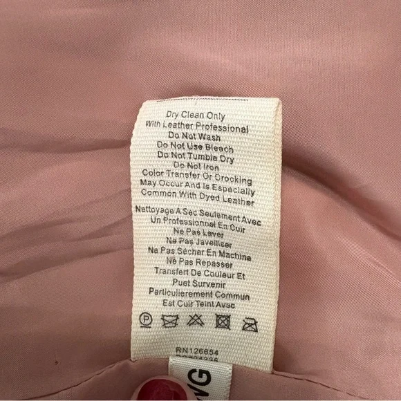 L'AGENCE Kenzie Double Breasted Goat Leather Blazer Beige Size 0 - Picture 10 of 11